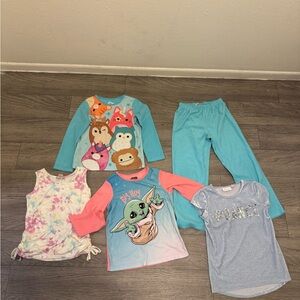 Kids Blue and Pink Character Pajama Set